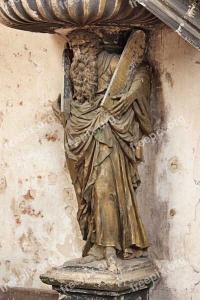 Moses Statue Christian Closed Church Prettin Saxony-anhalt Prettin