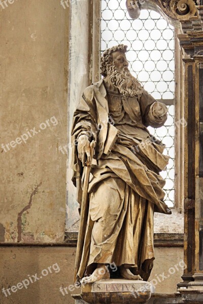 Paul Statue Christian Closed Church Prettin Saxony-anhalt Prettin