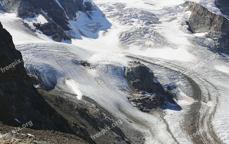 Glacier Ice Flow Bernina Alpine Mountains