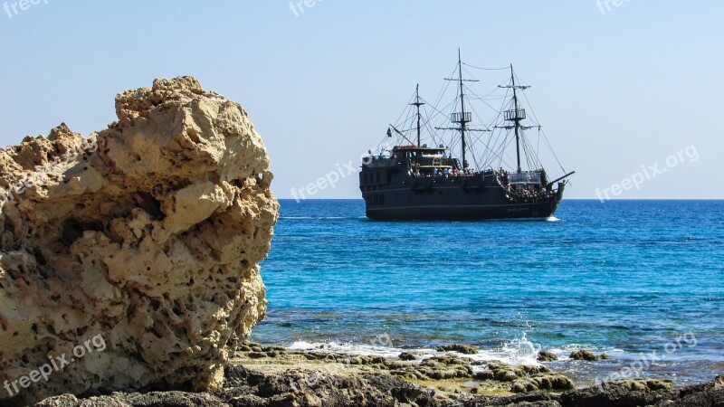 Cyprus Ayia Napa Rocky Coast Cruise Ship Pirate Ship