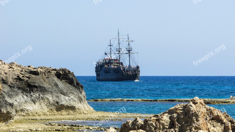 Cyprus Ayia Napa Rocky Coast Cruise Ship Pirate Ship