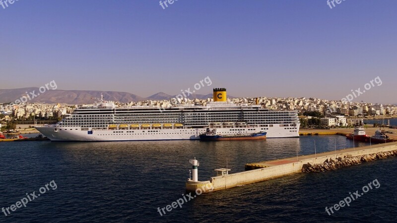 Greece Piraeus Port Ship Water