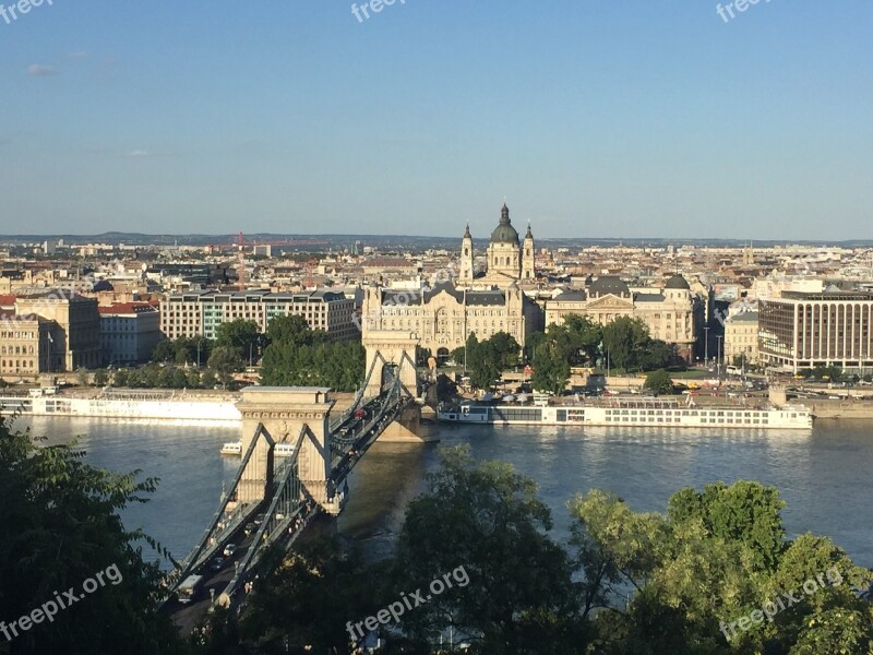 Budapest Vista Danube Bridge Landscape