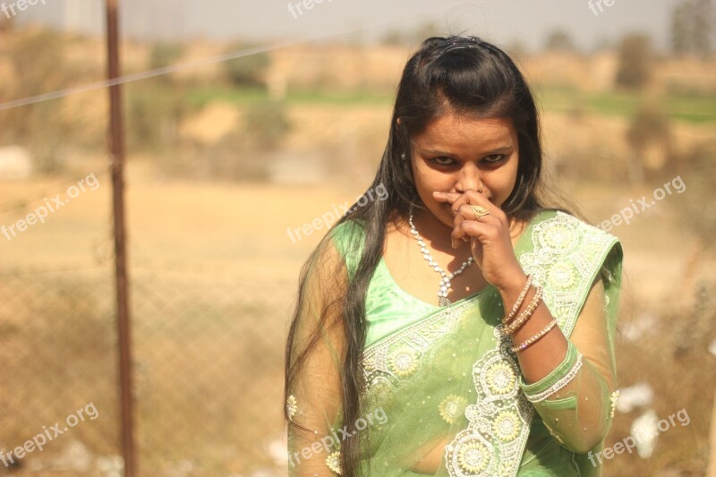 Girl Female Beautiful Saree Person