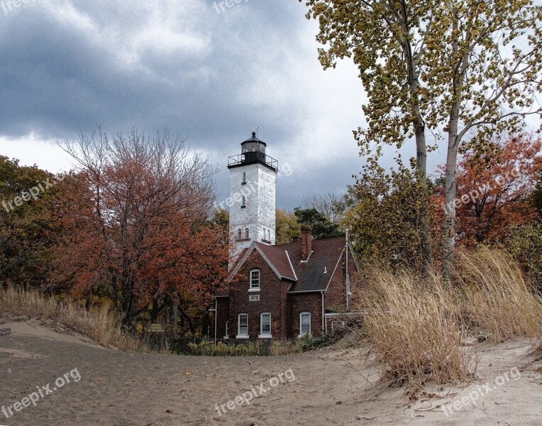 Lighthouse Sand Light-house Beach Free Photos