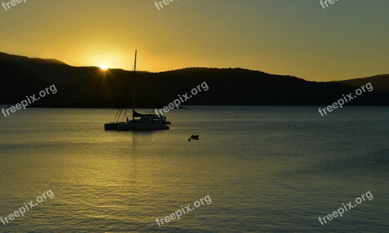 Airlie Beach Ship Sunset The Scenery Whitsunday Islands