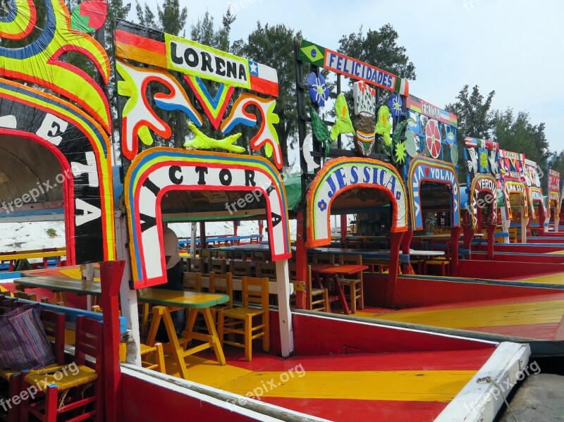 Mexico Xochimilco Lanchas Pier Boat