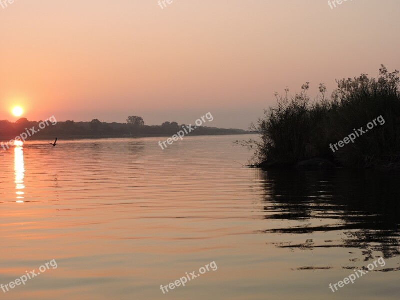 Sunset River Water Scene Dusk