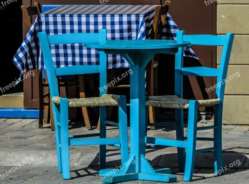 Tavern Greek Table Chairs Blue