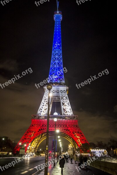 Paris France Flag Eiffel Tower Europe