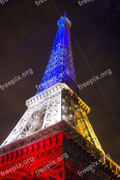 Paris France Flag Eiffel Tower Europe