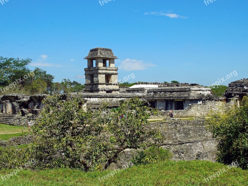 Mexico Palenque Ruins Archaeology Palace