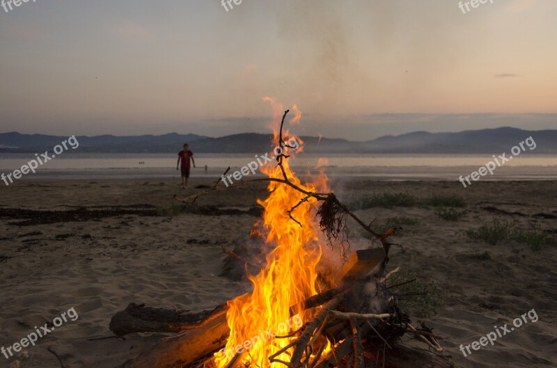 Fire Beach Camping Sea Camp