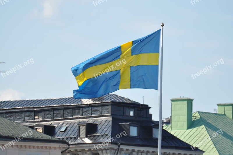 Rooftops Roof House Flag Swedish Flag