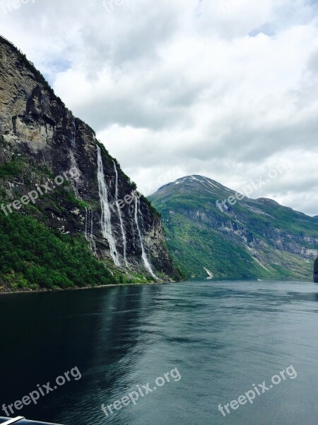 Fjords Waterfalls Norway Free Photos