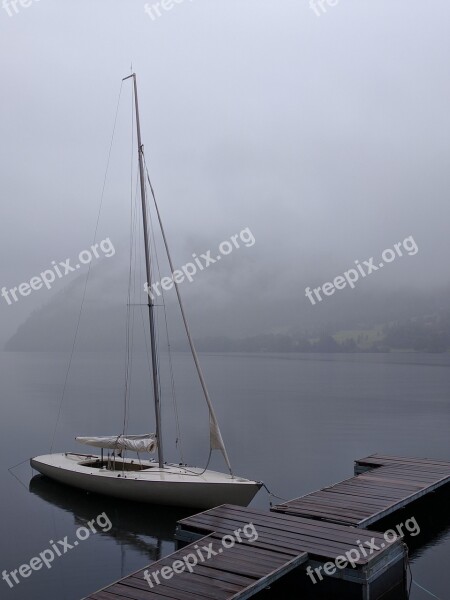 Sailing Boat Web Lake Water Fog