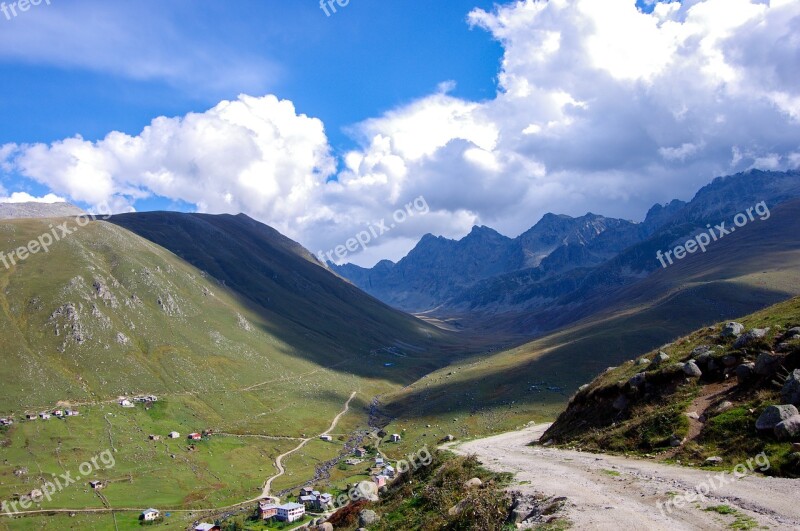 Valley Glacier Valley Clouds Highland Rize