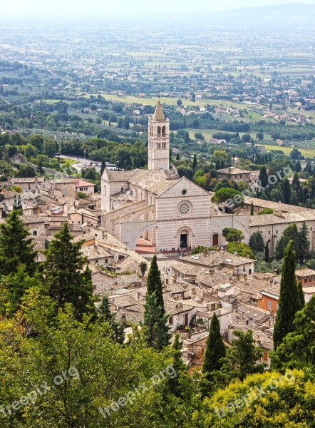 Assisi Umbria Santa Chiara Basilica Landscape