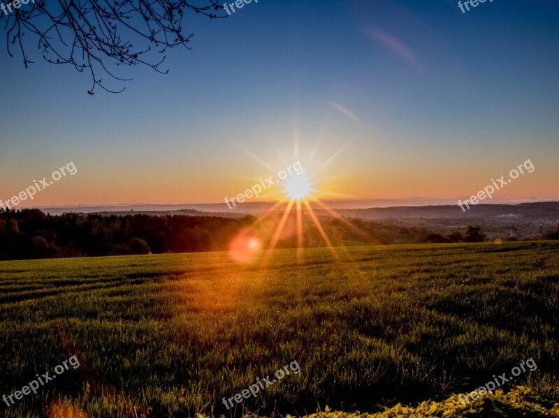 Sunrise Saxony Sun Landscape Nature