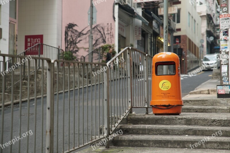 Hongkong Street Trash Cans Hong Kong Free Photos