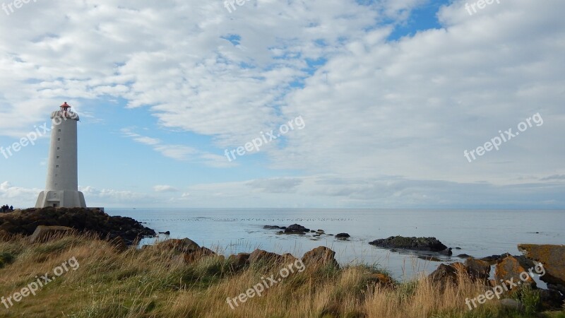 Lighthouse Iceland Beacon Ocean Coast