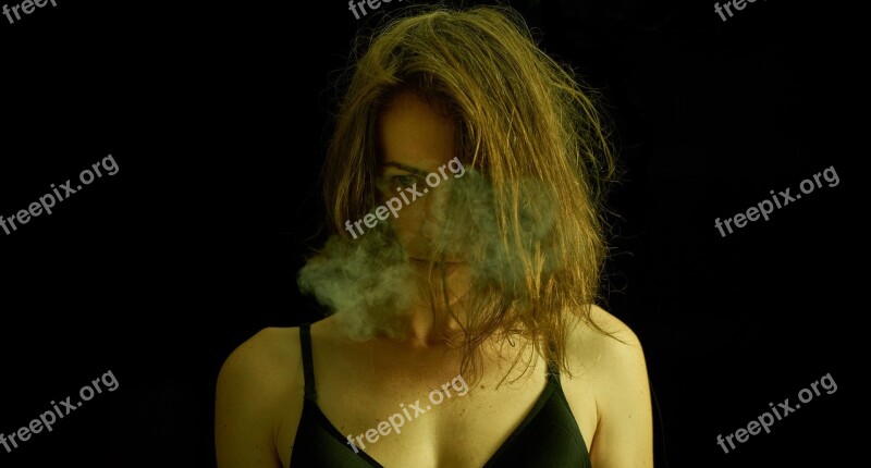 Model Woman Pose Fog Smoke