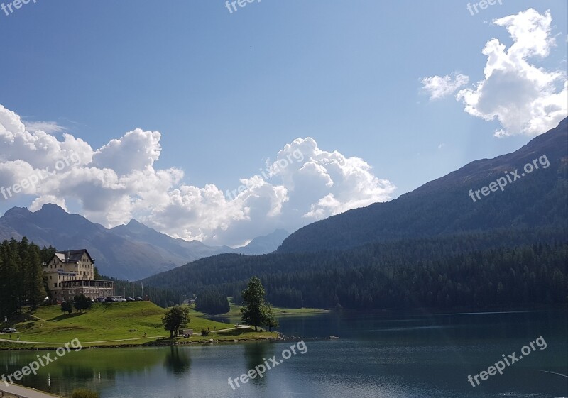 Stmoritzersee Forest House Sky Bergsee Stmoritz