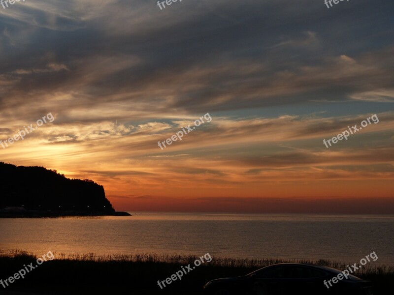 Sunset Gaspésie Sea Canada Cliff