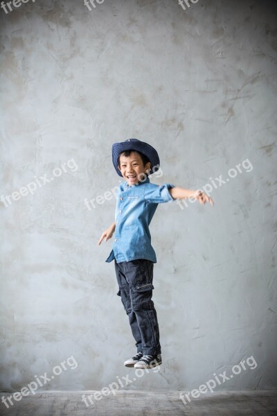 Jump Boy Happy Child Jumping For Joy