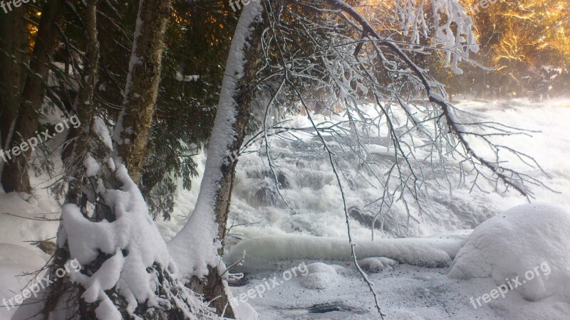 Fall Cascade Water River Landscape