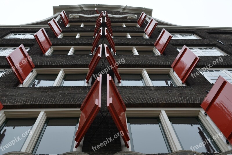 Shutters Red Dordrecht House Canal