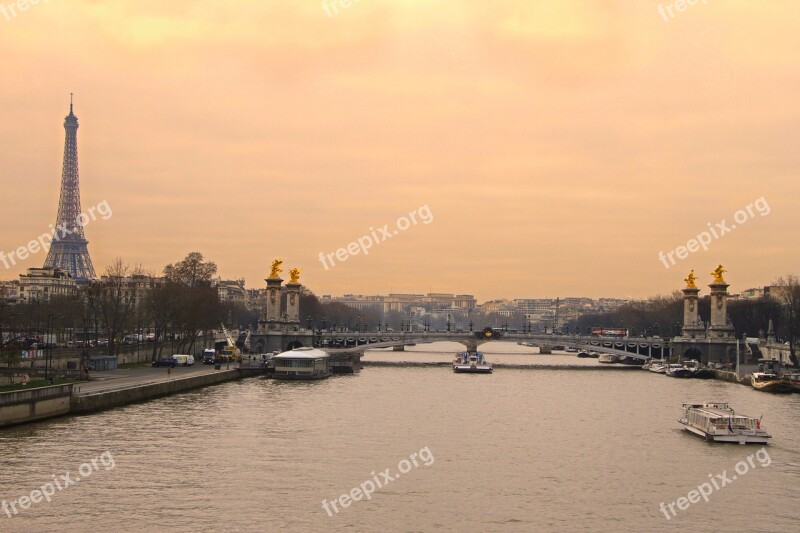 Paris Alexander Bridge Bridge Eiffel Seine