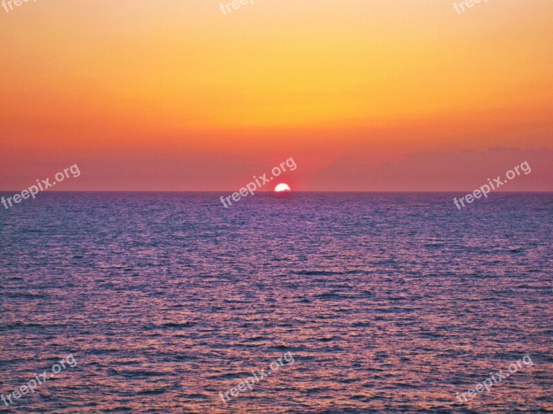 Sunset Orange Sea Sky Nature