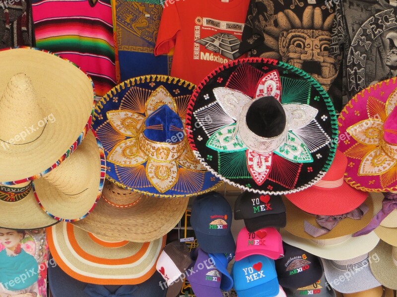 Mexico Trade Stalls Sombrero Crafts