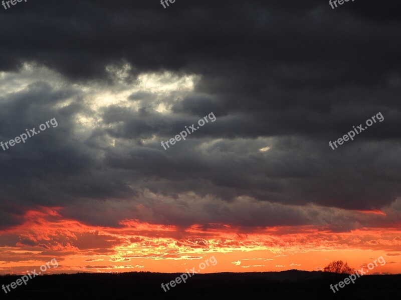 Sunset Cloud Formations Evening Sky Afterglow Evening Hour