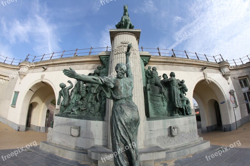 Oostende Monument Leopold Fisheye Free Photos