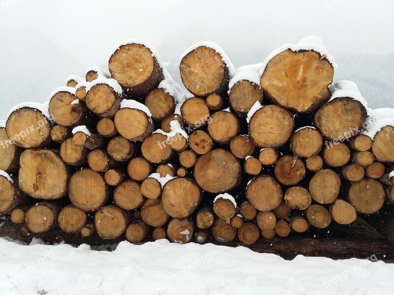 Wood Winter Log Snow Cold