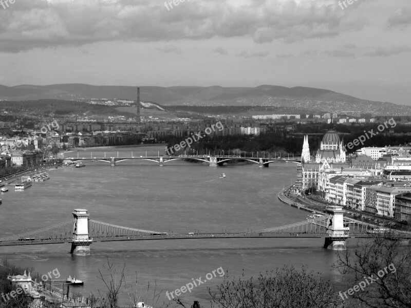 Budapest Bridge Danube Black And White Free Photos