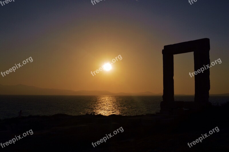 Sunset Greece Island Sea Landscape