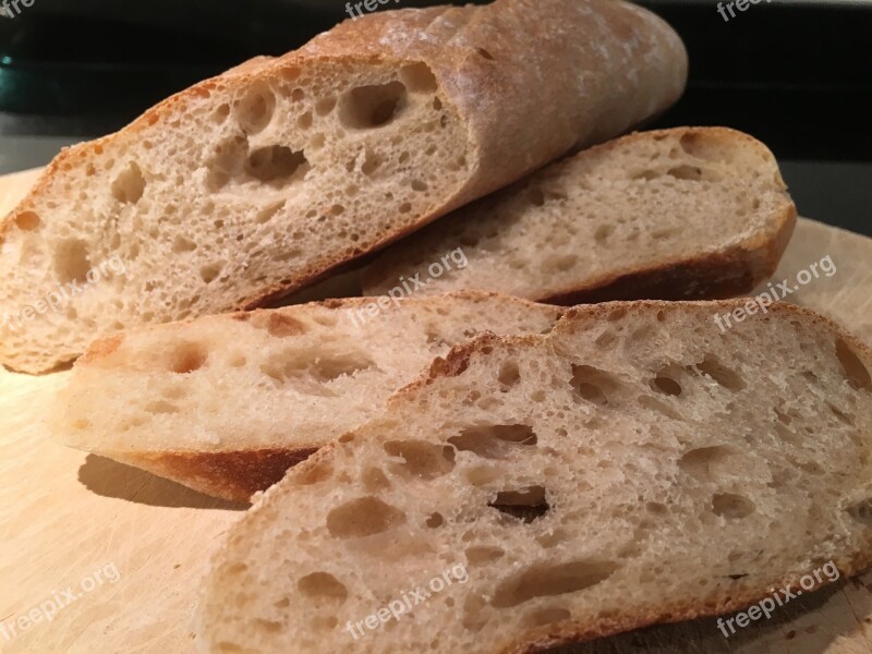 Bread Baguette France Cut Baked