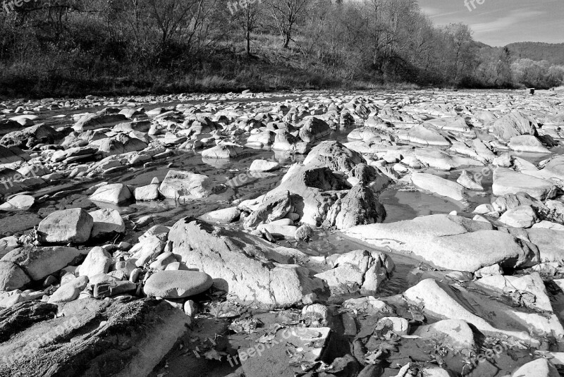 River The Stones Bieszczady Landscape Nature