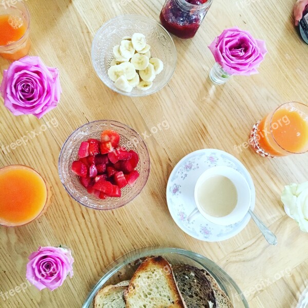 Breakfast Coffee Cup Bread Flowers