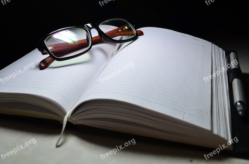 Notebook Glasses Lenses Focus Pen