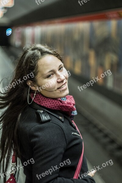 Girl Underground Metro Subway Young