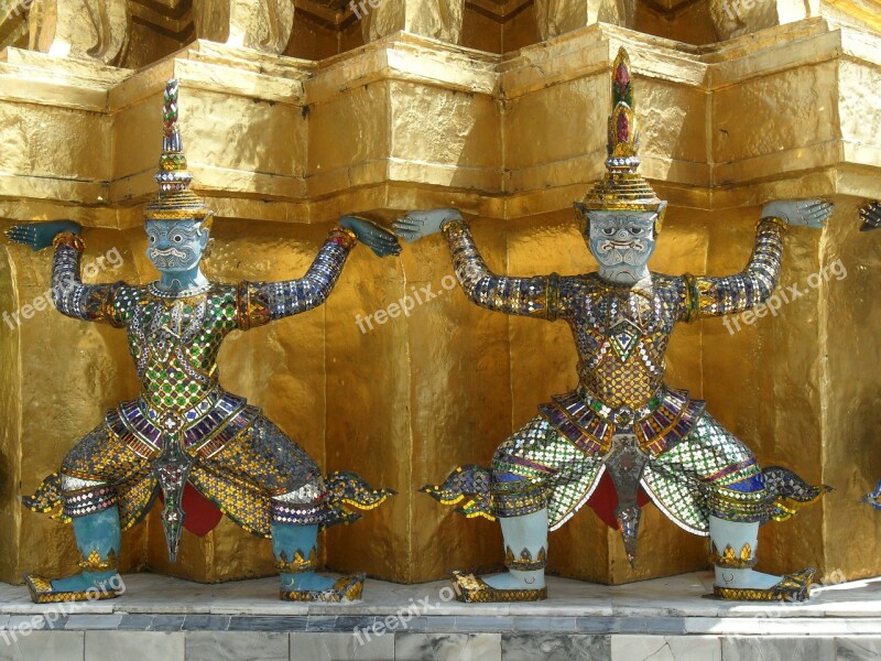 Thailand Bangkok Royal Palace Figures Gold