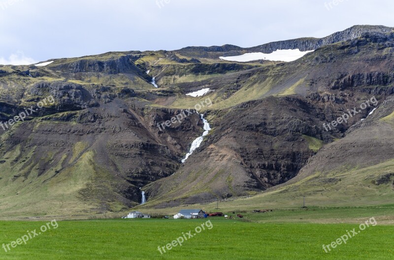 Iceland Rock Black Stone Water Cliff