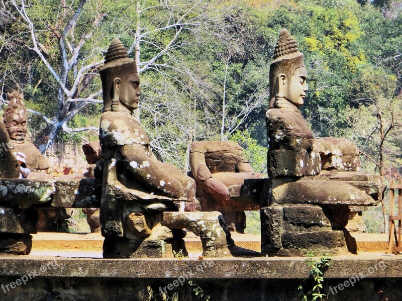 Cambodia Angkor Guards Bayon Temple