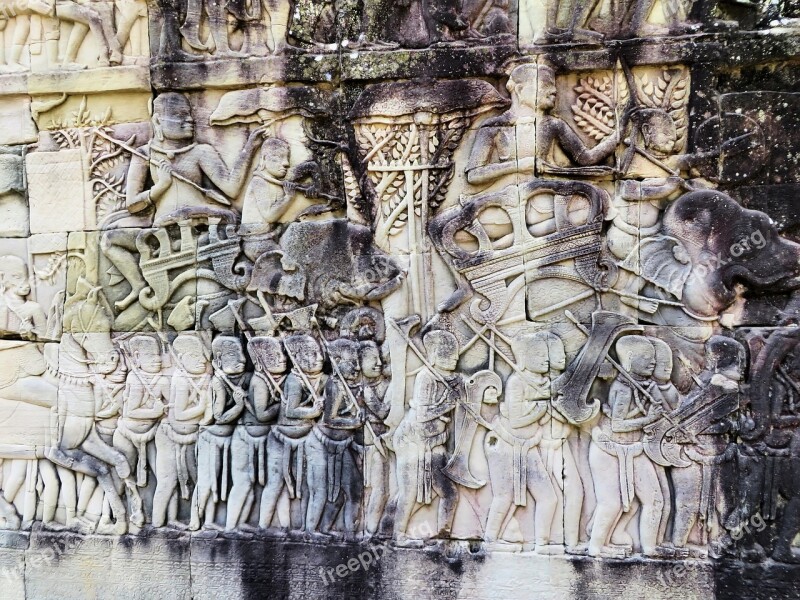 Cambodia Angkor Bayon Temple Statues