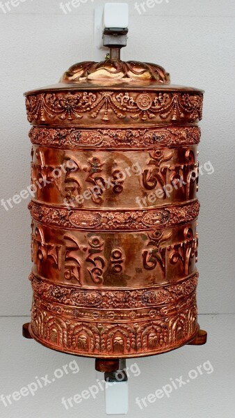 Buddhist Wheel Copper Religious Prayer Symbol