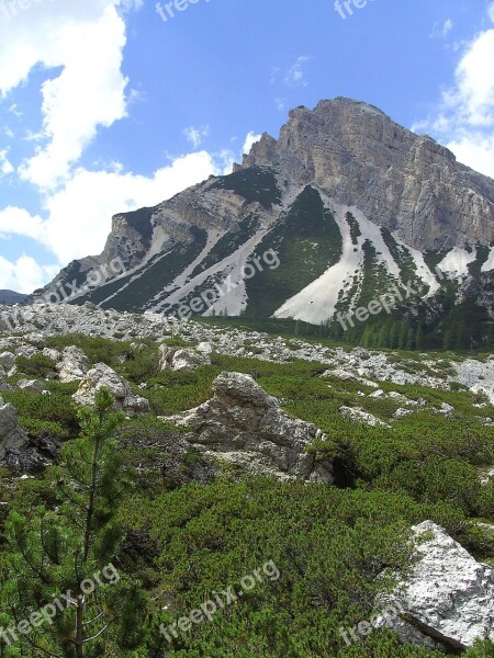 Alpine Dolomites Mountain Summit Mountain Meadow Mountains